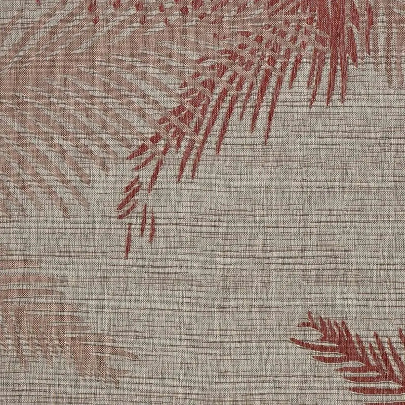 5' X 7' Beige And Red Palm Leaf Indoor Outdoor Area Rug Homeroots Outdoor