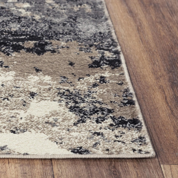 5' X 7' Beige Black Mauve And Ivory Abstract Area Rug Homeroots Home Decor