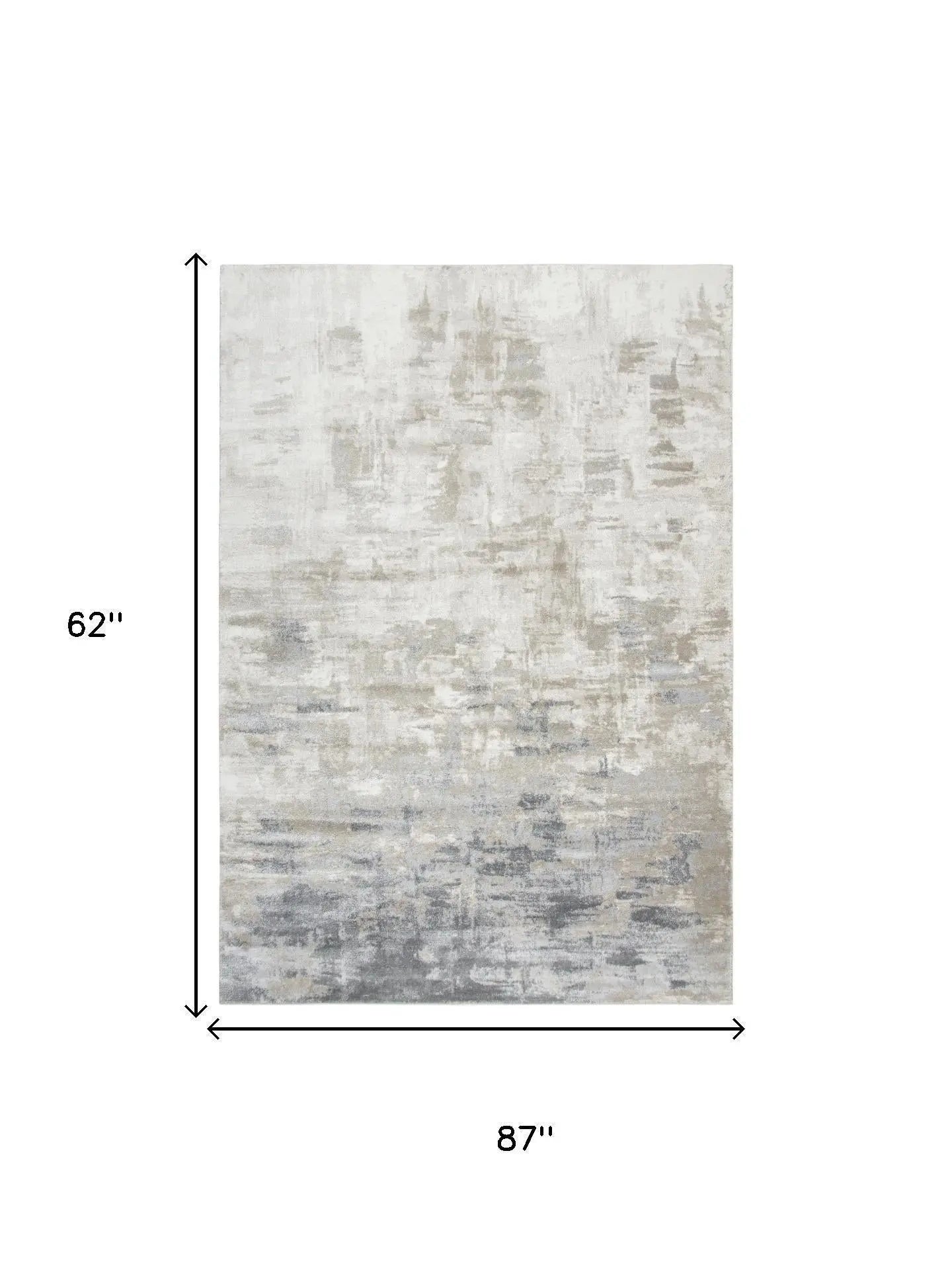 5' X 7' Beige Ivory Brown Light Gray And Dark Gray Abstract Area Rug Homeroots Home Decor