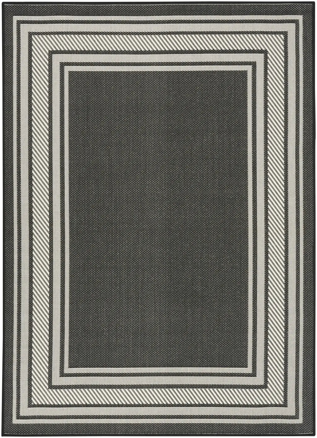5' X 7' Black Geometric Indoor Outdoor Area Rug Homeroots Outdoor