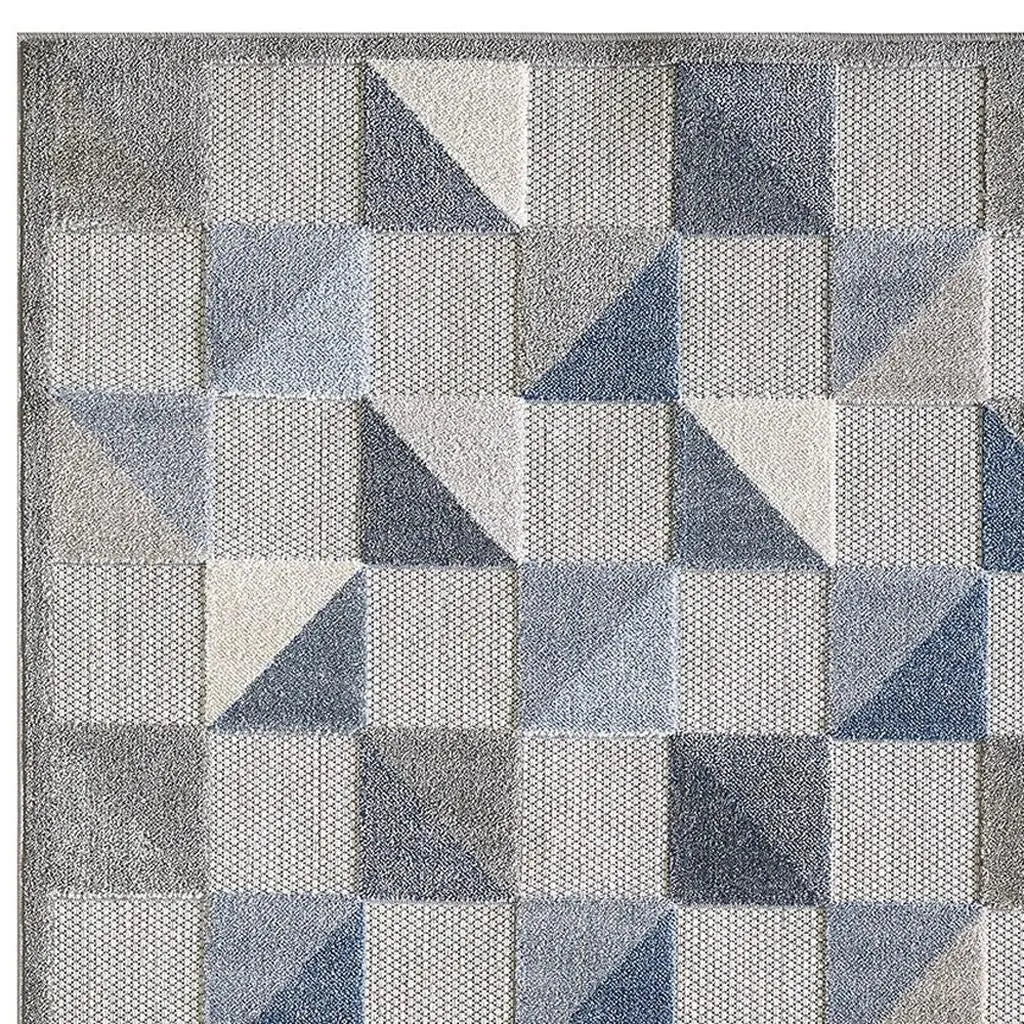5' X 7' Blue And Gray Geometric Stain Resistant Indoor Outdoor Area Rug Homeroots Outdoor