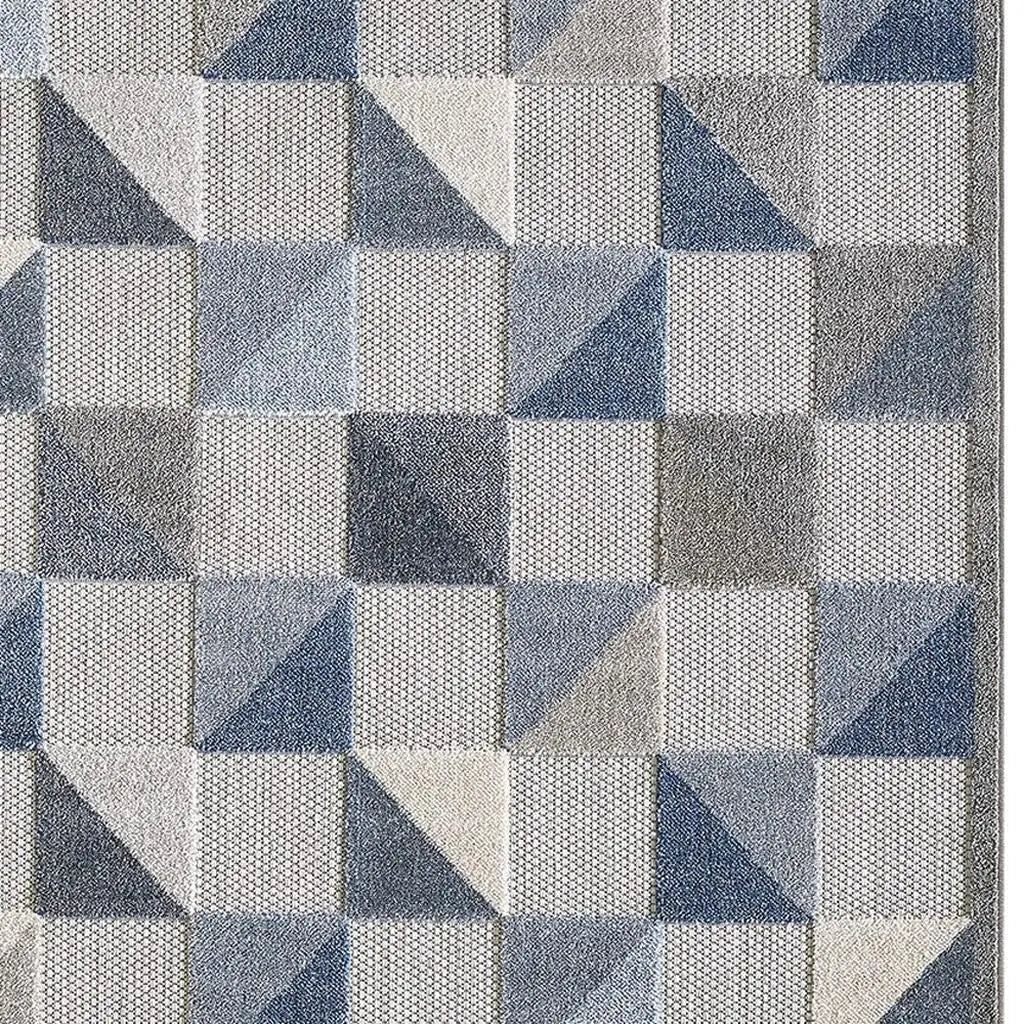 5' X 7' Blue And Gray Geometric Stain Resistant Indoor Outdoor Area Rug Homeroots Outdoor