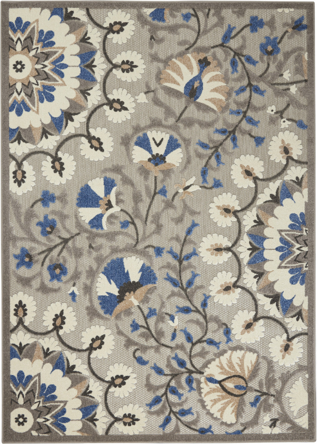 5' X 7' Blue And Gray Indoor Outdoor Area Rug - GreatEagleInc