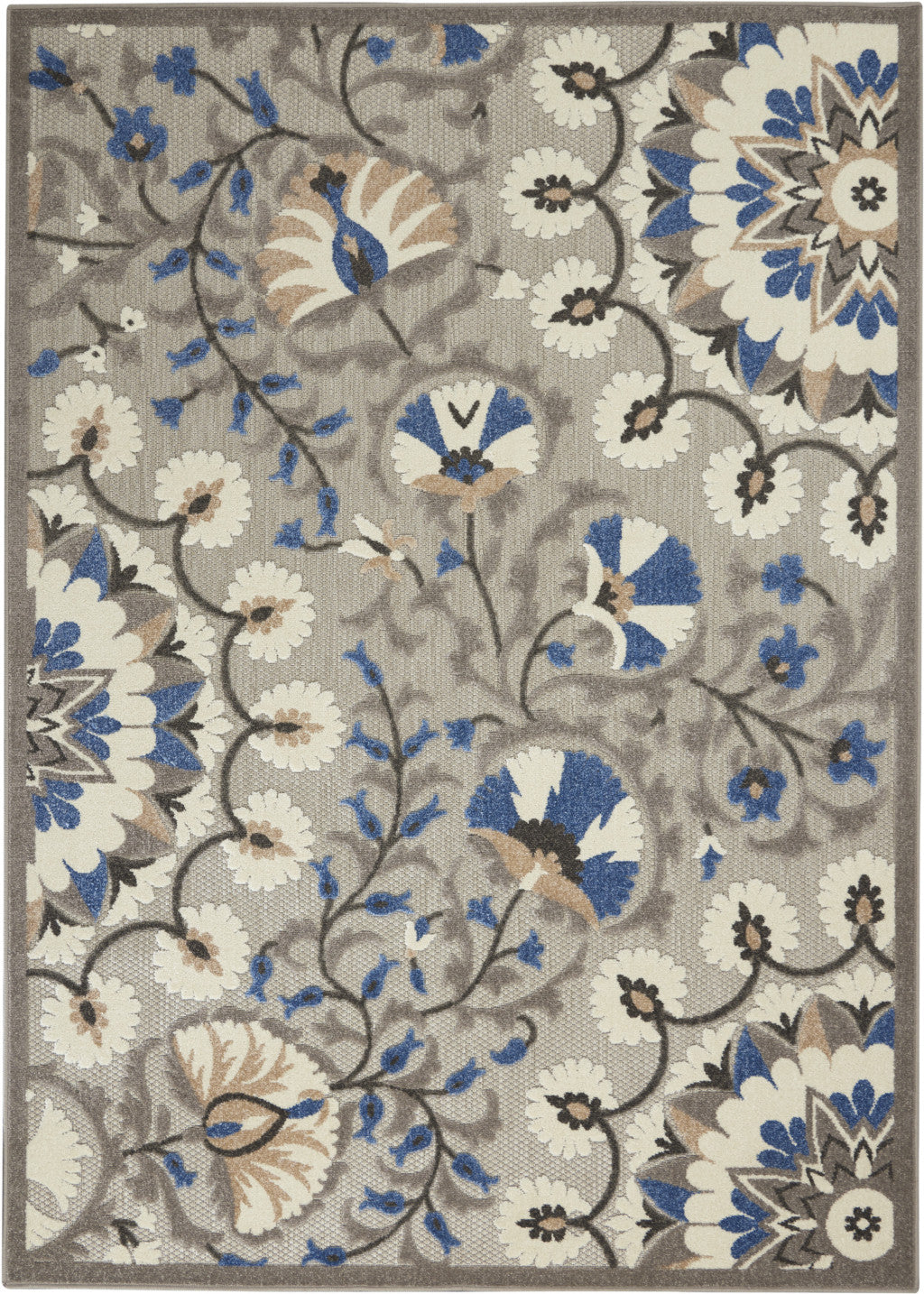 5' X 7' Blue And Gray Indoor Outdoor Area Rug - GreatEagleInc