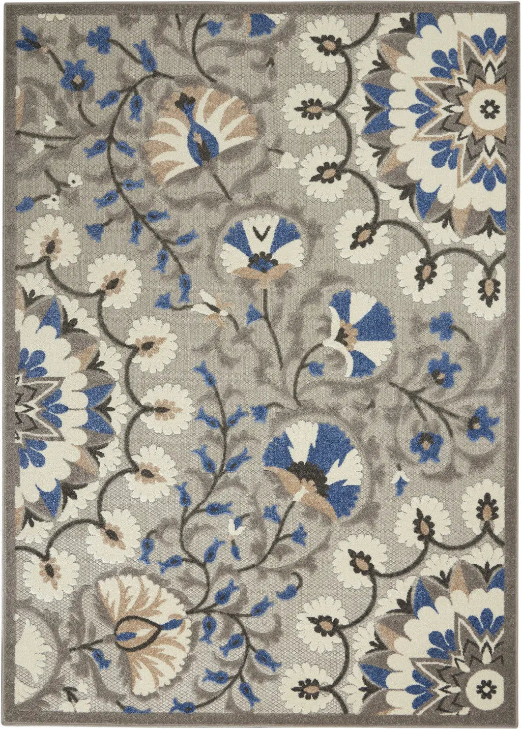5' X 7' Blue And Gray Indoor Outdoor Area Rug - GreatEagleInc