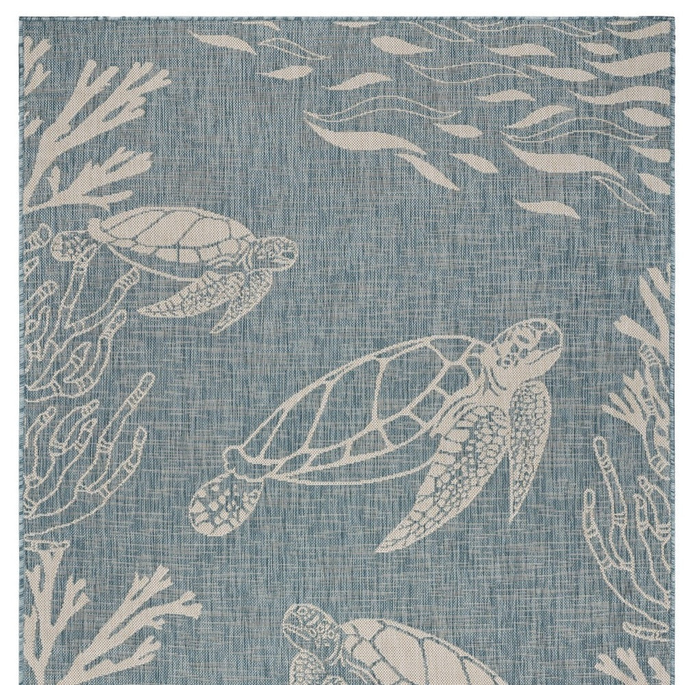 5' X 7' Blue And Gray Indoor Outdoor Area Rug Homeroots Outdoor