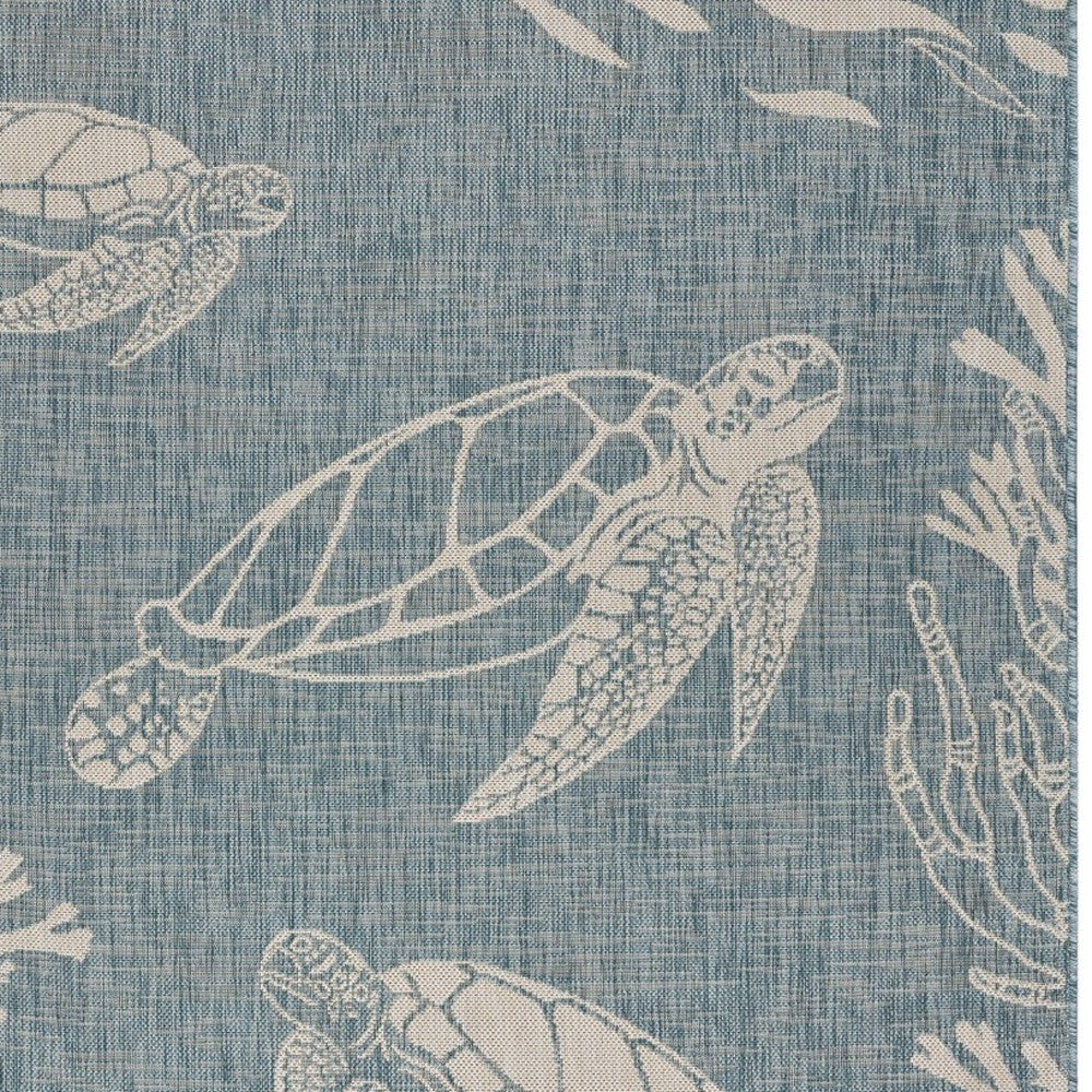 5' X 7' Blue And Gray Indoor Outdoor Area Rug Homeroots Outdoor
