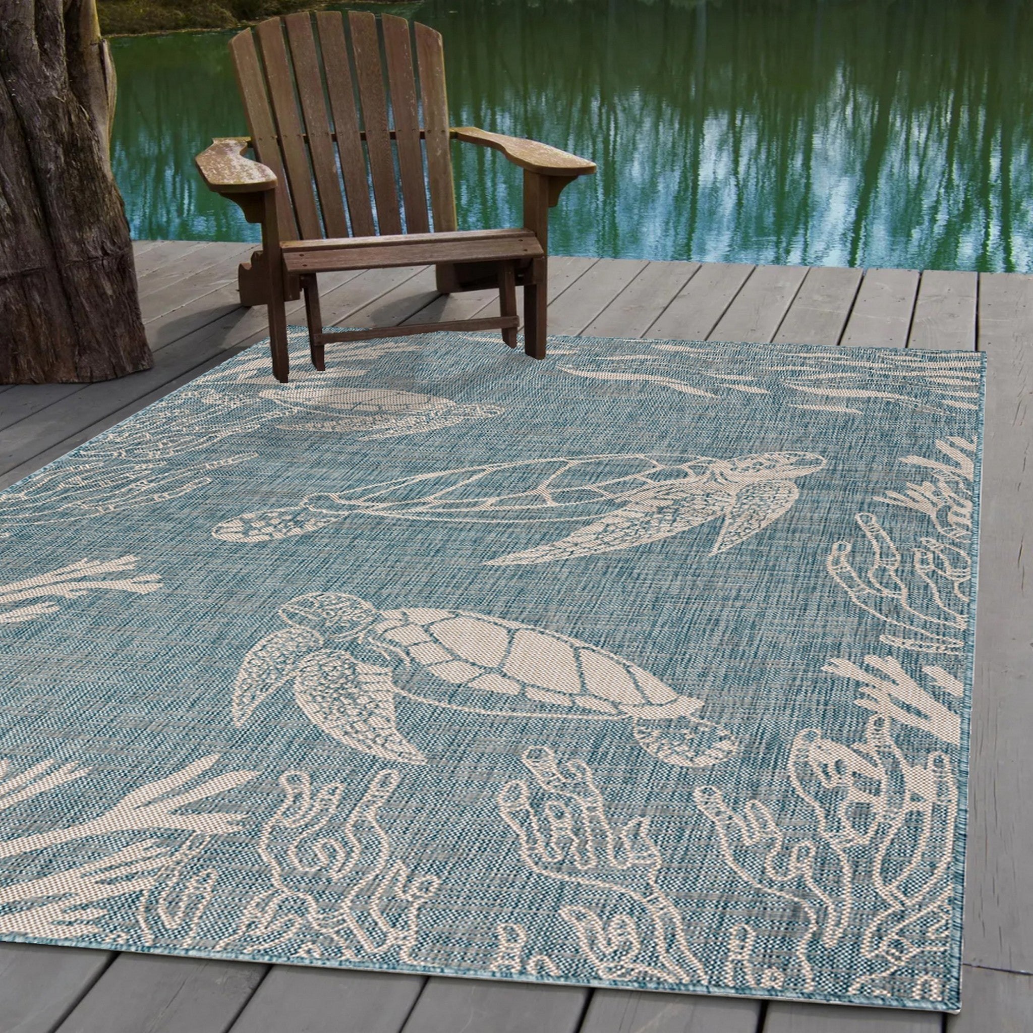 5' X 7' Blue And Gray Indoor Outdoor Area Rug Homeroots Outdoor