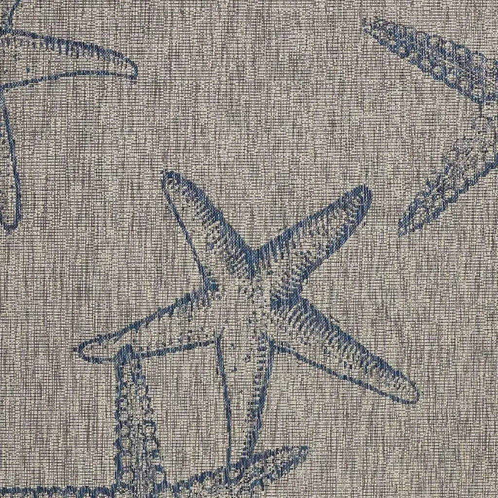 5' X 7' Blue And Gray Starfish Indoor Outdoor Area Rug Homeroots Outdoor
