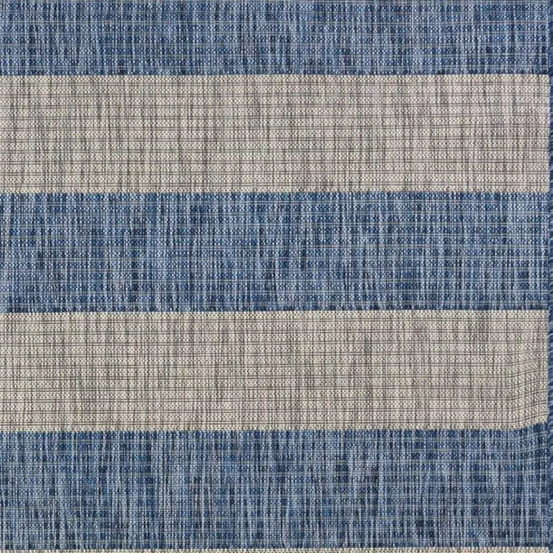 5' X 7' Blue And Gray Striped Indoor Outdoor Area Rug Homeroots Outdoor