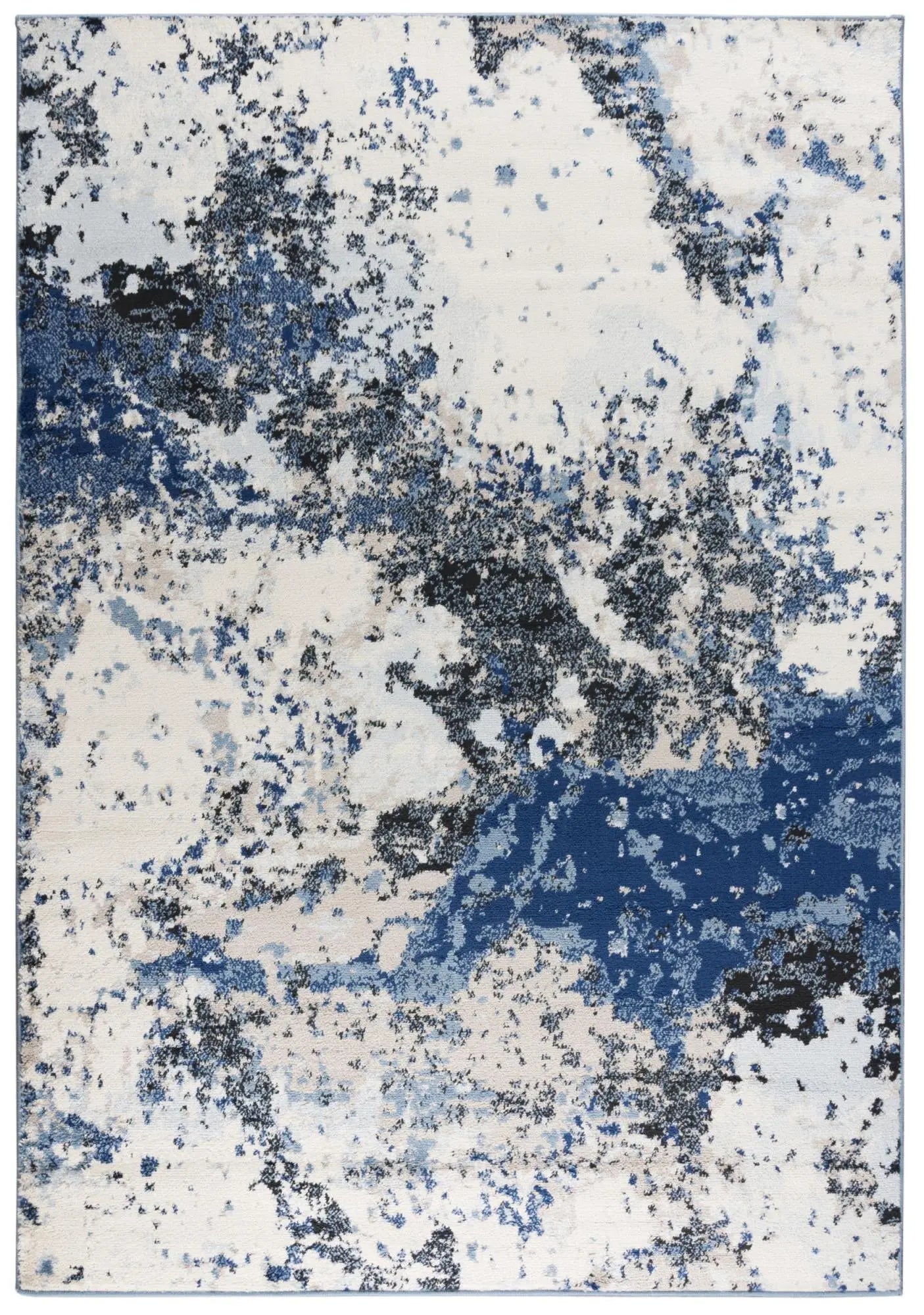5' X 7' Blue Black Beige And Ivory Abstract Area Rug Homeroots Home Decor