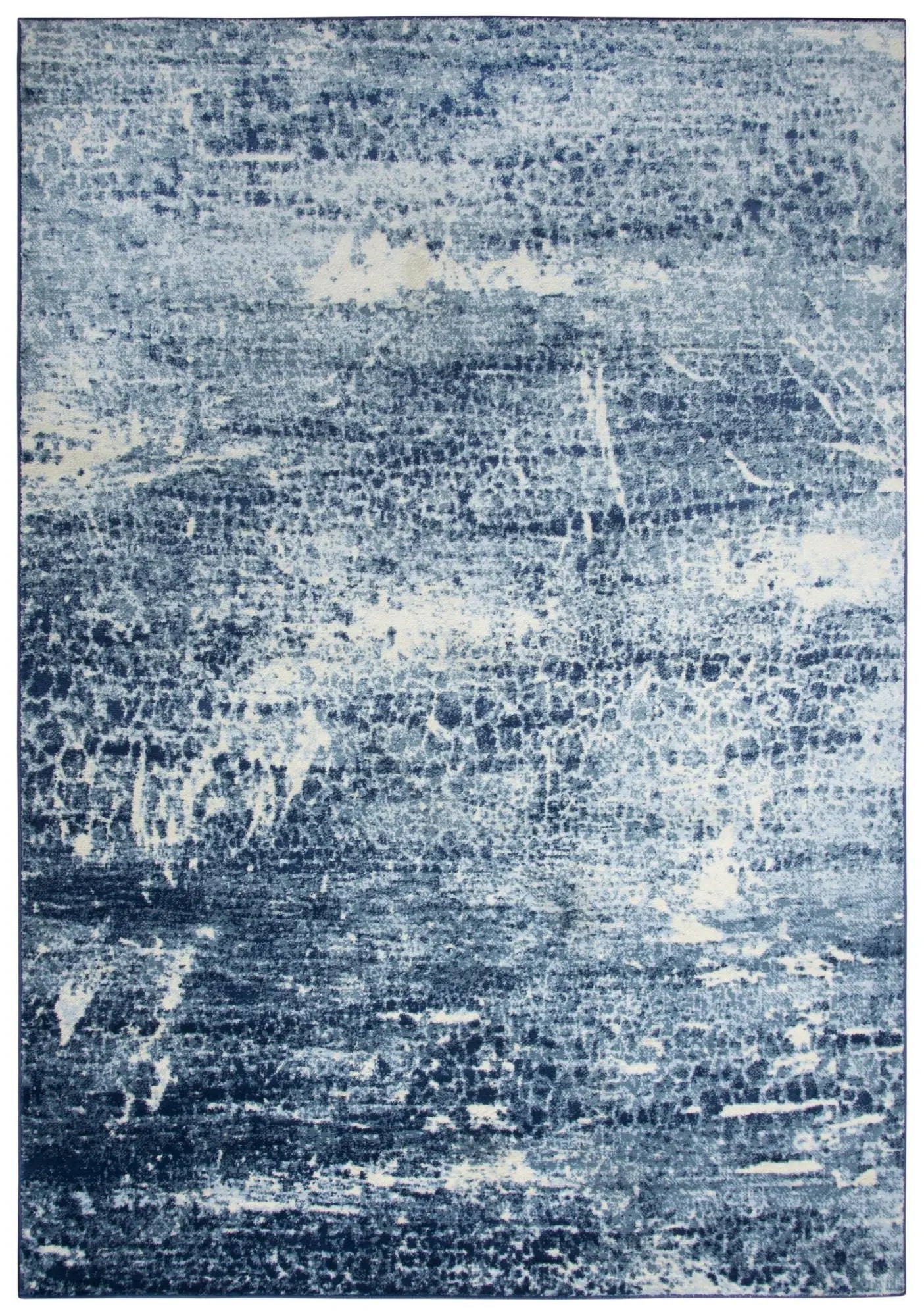 5' X 7' Blue Dark Blue And Ivory Abstract Area Rug Homeroots Home Decor