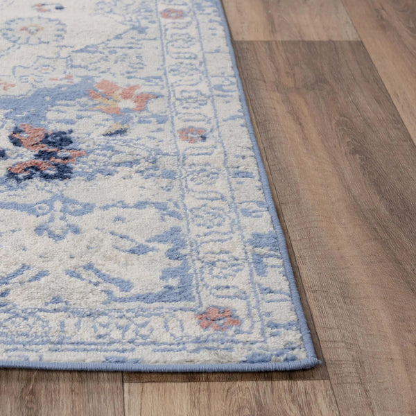 5' X 7' Blue Dark Blue Orange Yellow Black And Ivory Medallion Area Rug Homeroots Home Decor