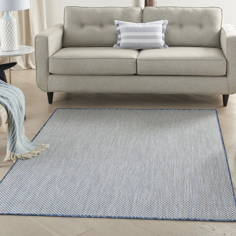 5' X 7' Blue Geometric Power Loom Area Rug Homeroots Outdoor