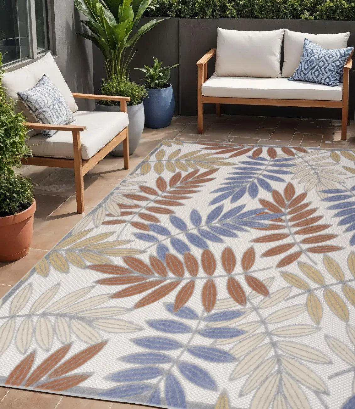 5' X 7' Blue Indoor Outdoor Area Rug Homeroots Outdoor