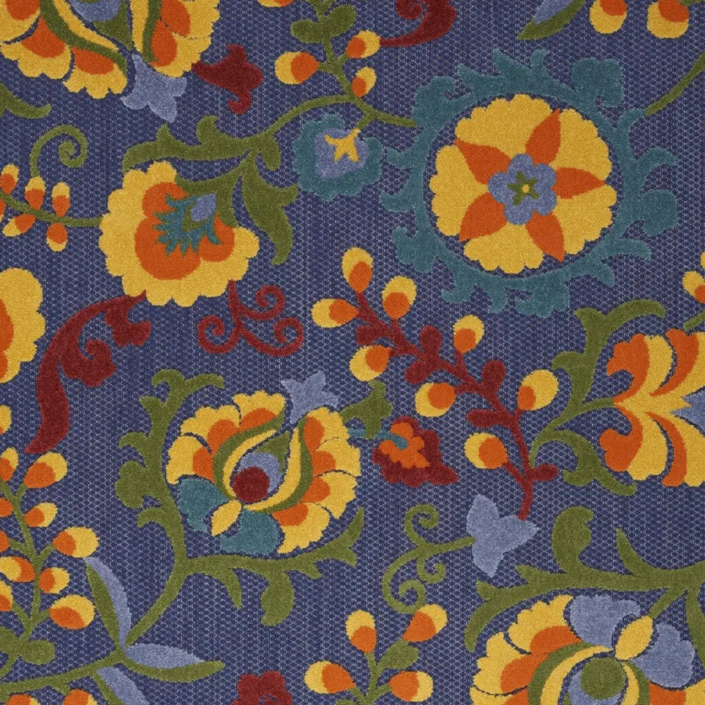 5' X 7' Blue Yellow And Green Indoor Outdoor Area Rug Homeroots Outdoor