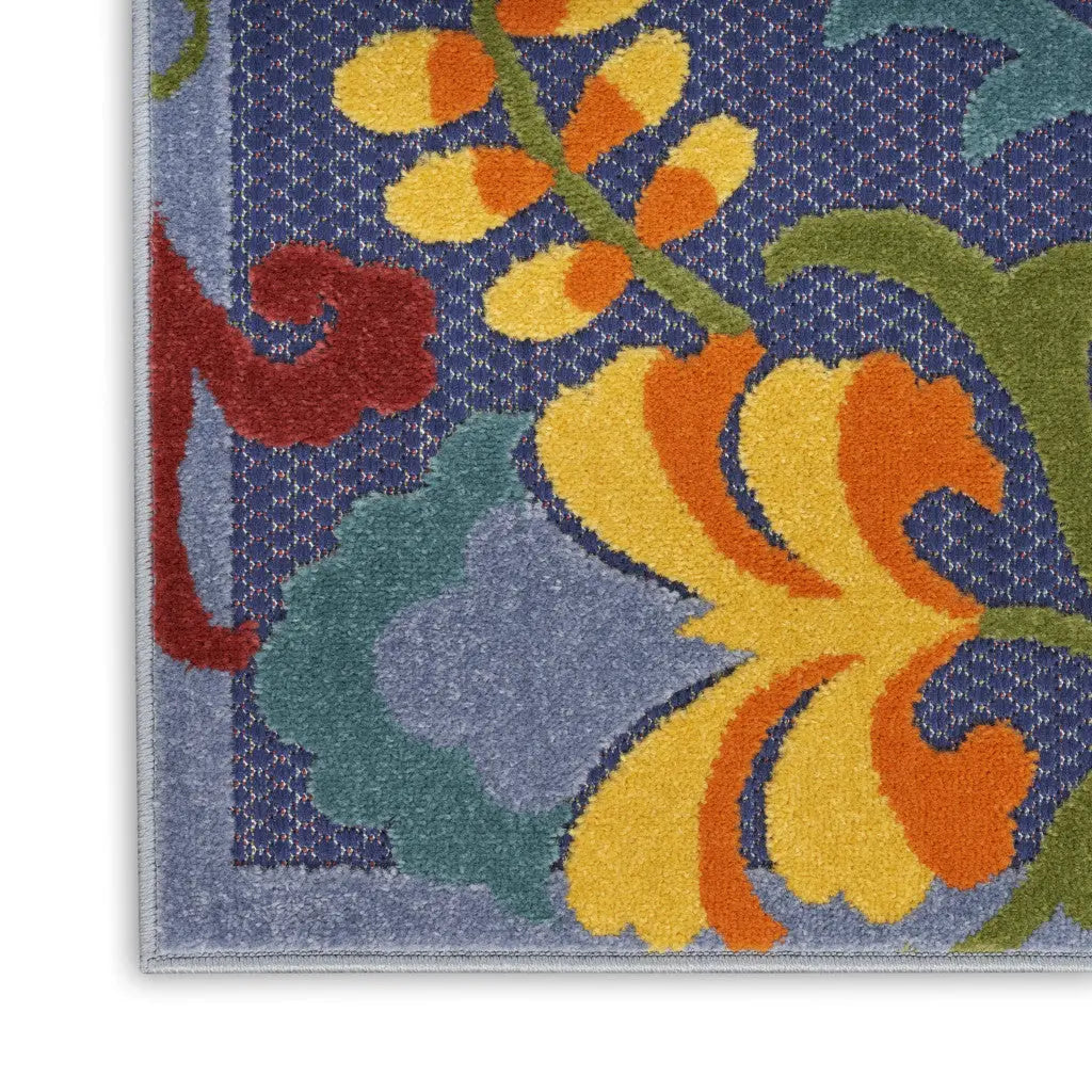 5' X 7' Blue Yellow And Green Indoor Outdoor Area Rug Homeroots Outdoor