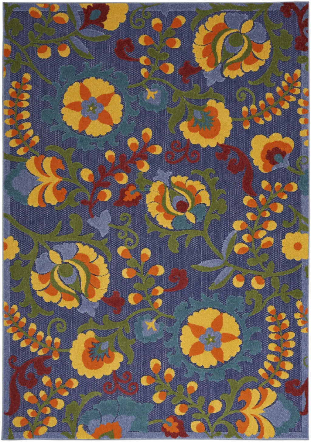 5' X 7' Blue Yellow And Green Indoor Outdoor Area Rug Homeroots Outdoor