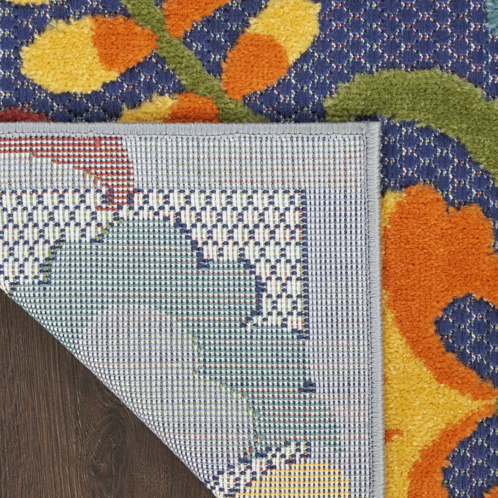 5' X 7' Blue Yellow And Green Indoor Outdoor Area Rug Homeroots Outdoor