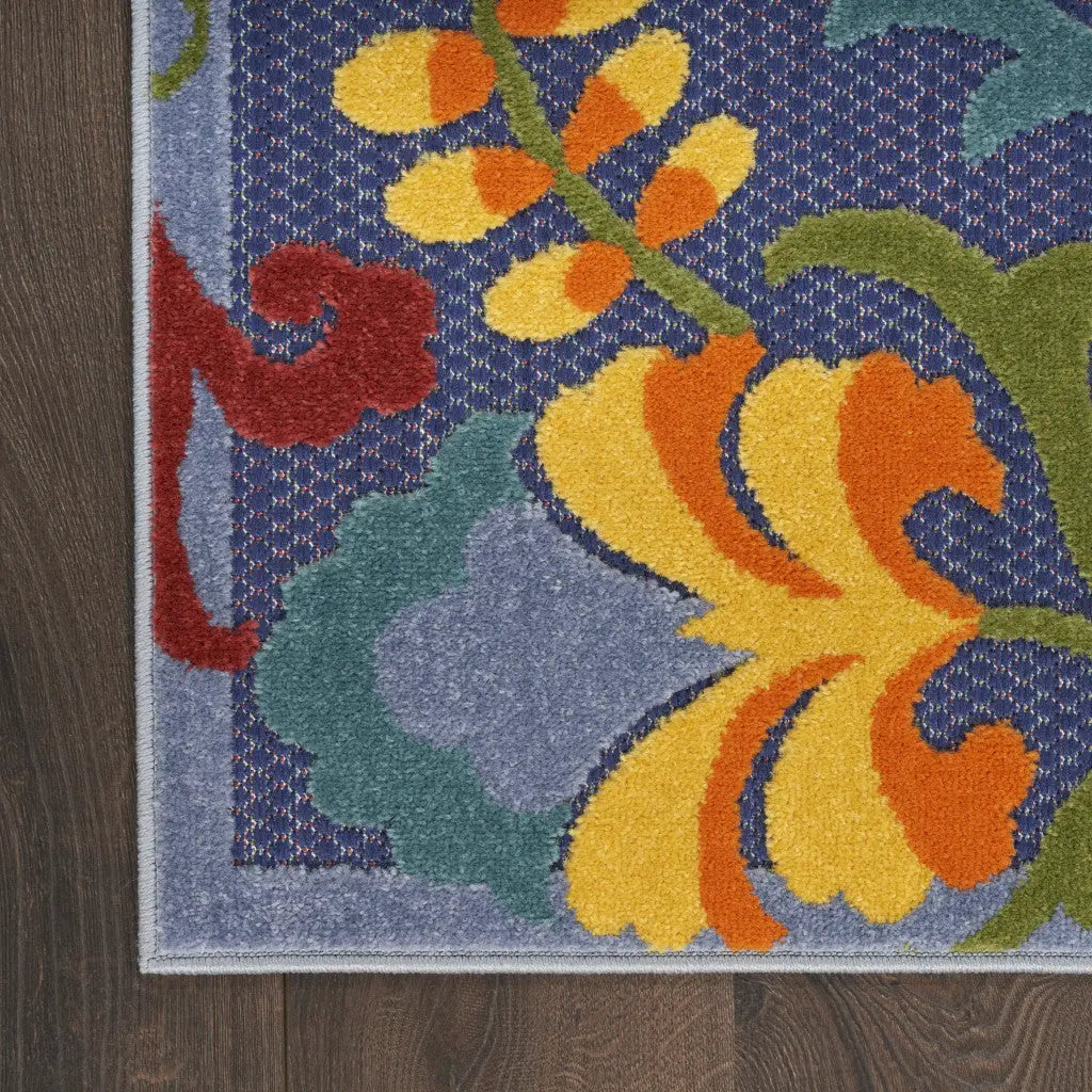 5' X 7' Blue Yellow And Green Indoor Outdoor Area Rug Homeroots Outdoor