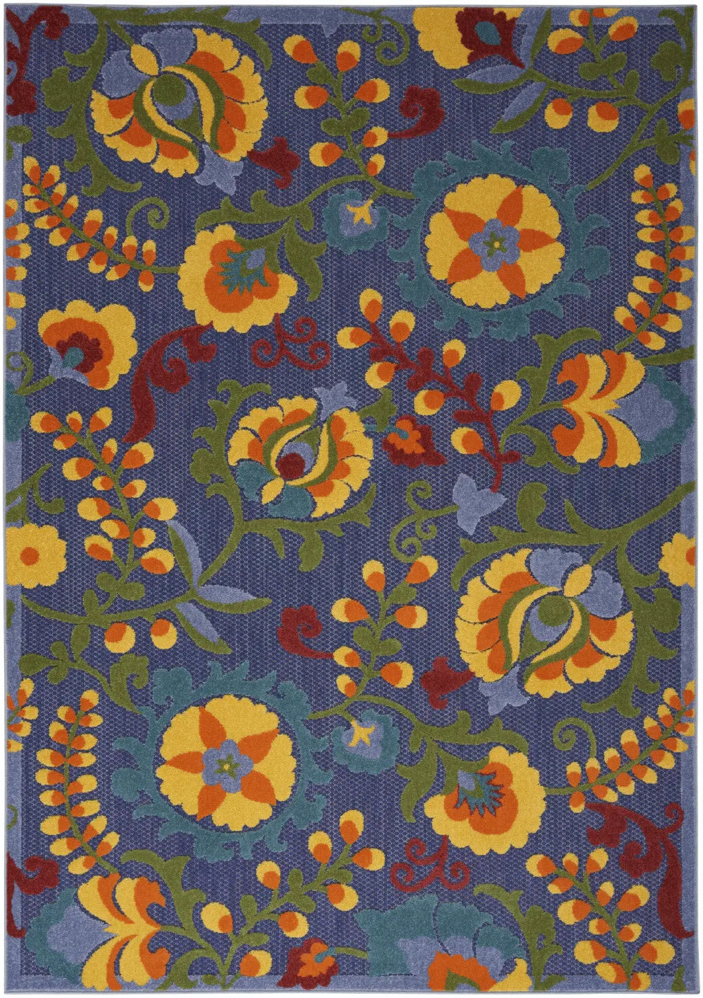 5' X 7' Blue Yellow And Green Indoor Outdoor Area Rug Homeroots Outdoor