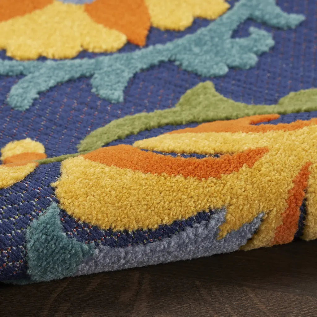 5' X 7' Blue Yellow And Green Indoor Outdoor Area Rug Homeroots Outdoor