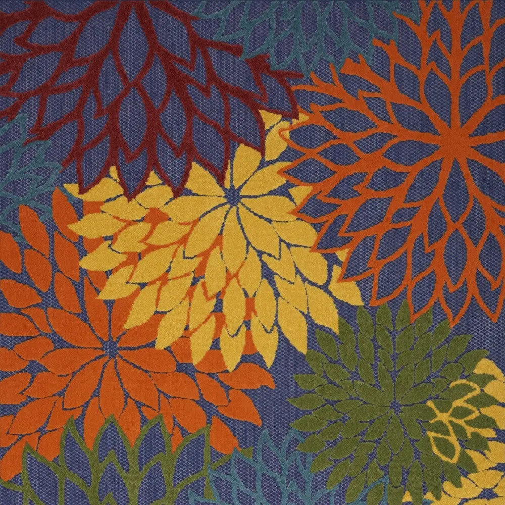 5' X 7' Blue Yellow and Green Indoor Outdoor Area Rug Homeroots Outdoor