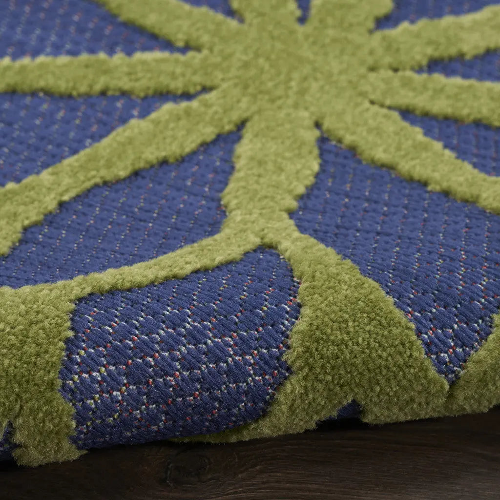 5' X 7' Blue Yellow and Green Indoor Outdoor Area Rug Homeroots Outdoor