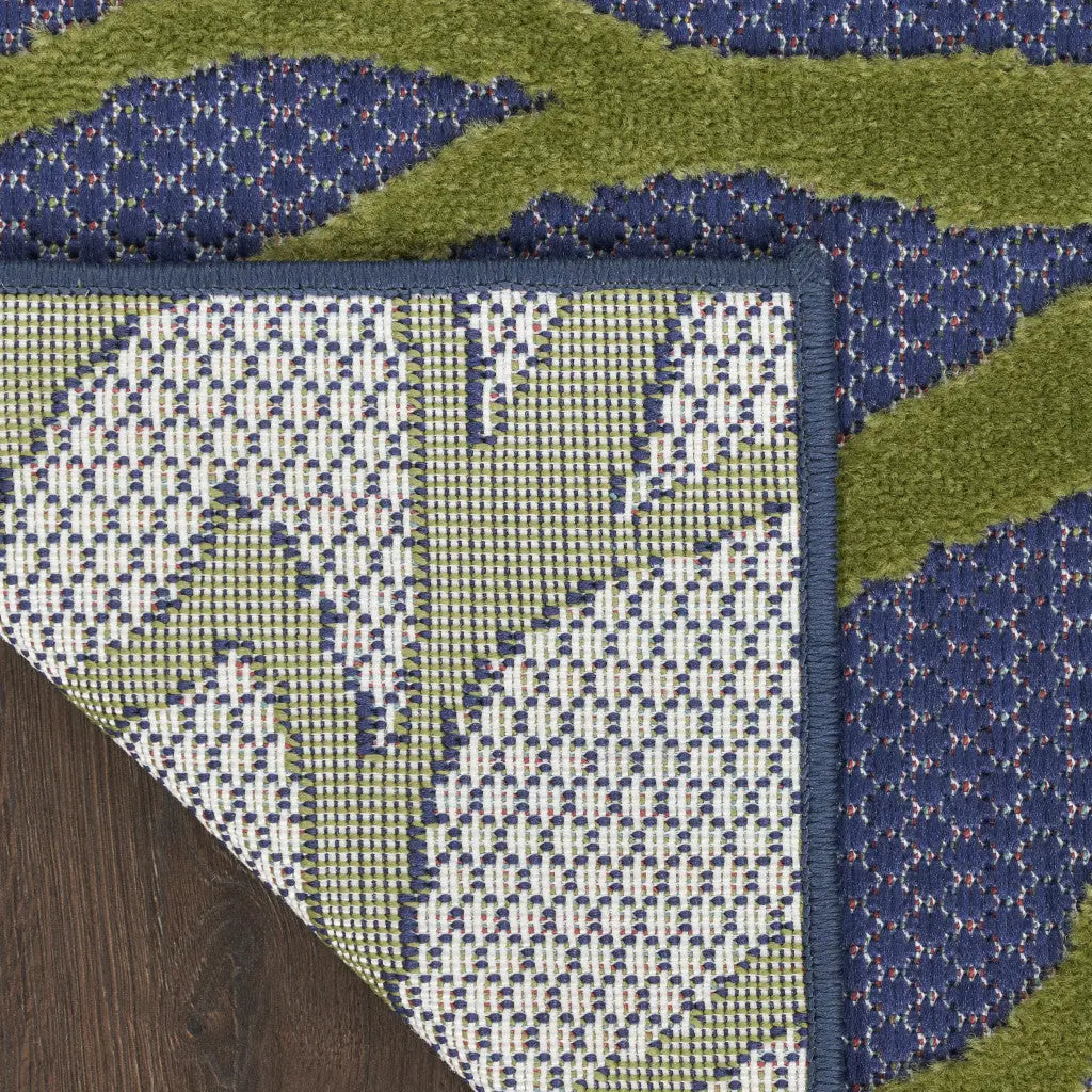 5' X 7' Blue Yellow and Green Indoor Outdoor Area Rug Homeroots Outdoor