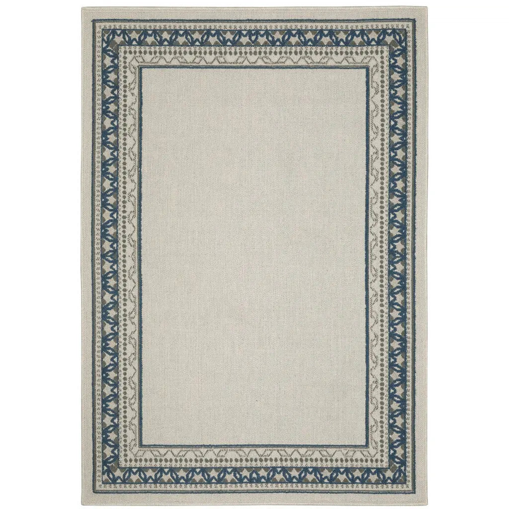 5' X 7' Blue and Beige Stain Resistant Indoor Outdoor Area Rug Homeroots Outdoor
