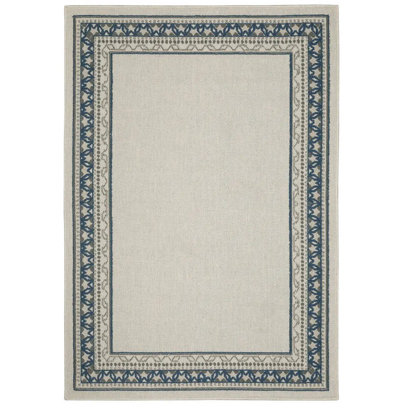5' X 7' Blue and Beige Stain Resistant Indoor Outdoor Area Rug Homeroots Outdoor
