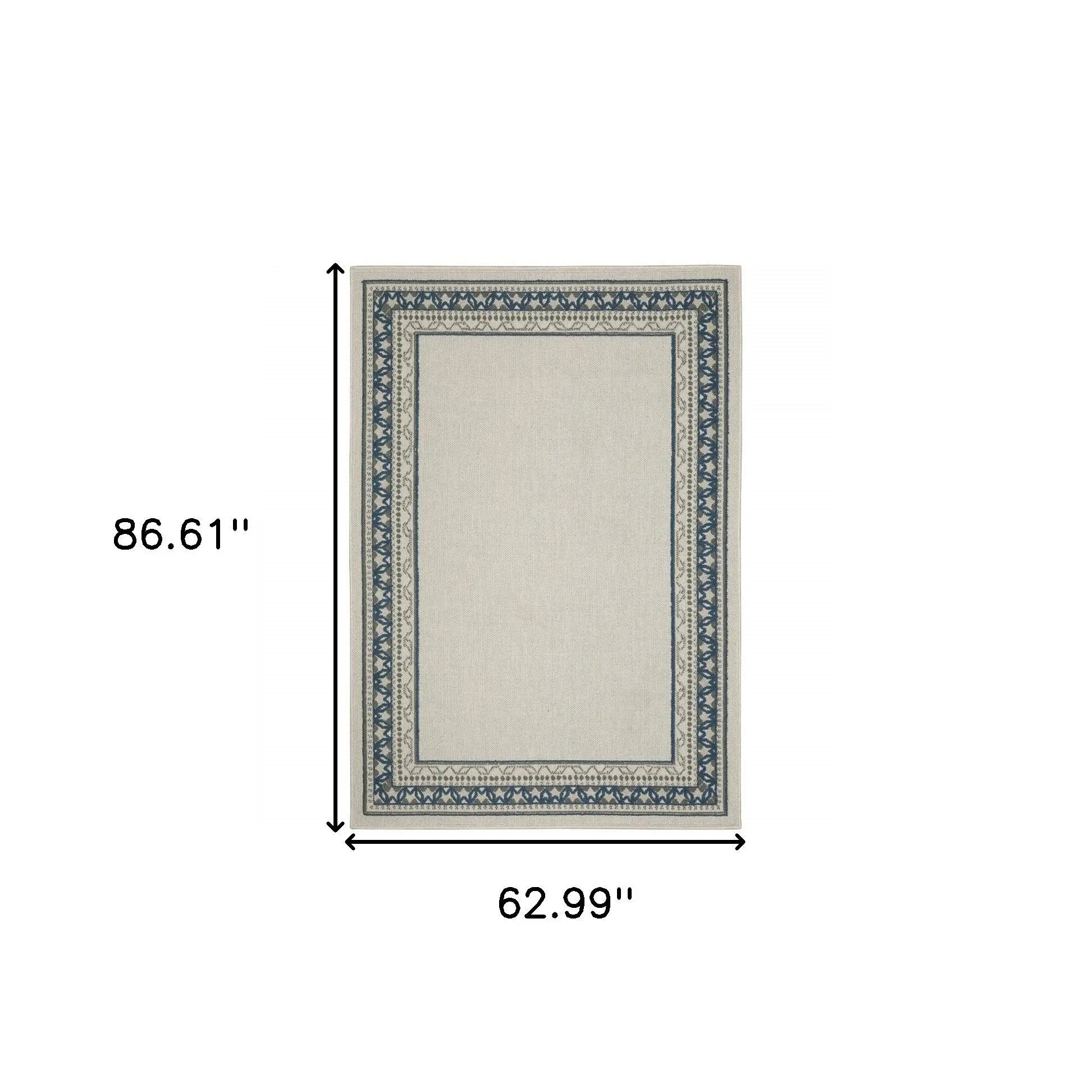 5' X 7' Blue and Beige Stain Resistant Indoor Outdoor Area Rug Homeroots Outdoor
