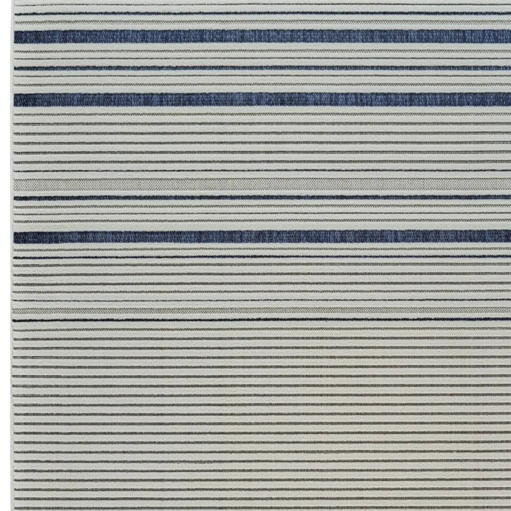 5' X 7' Blue and Cream Striped Distressed Indoor Outdoor Area Rug Homeroots Outdoor