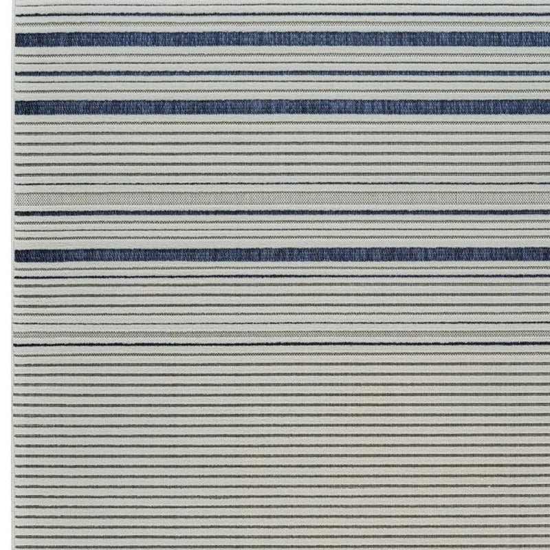 5' X 7' Blue and Cream Striped Distressed Indoor Outdoor Area Rug Homeroots Outdoor