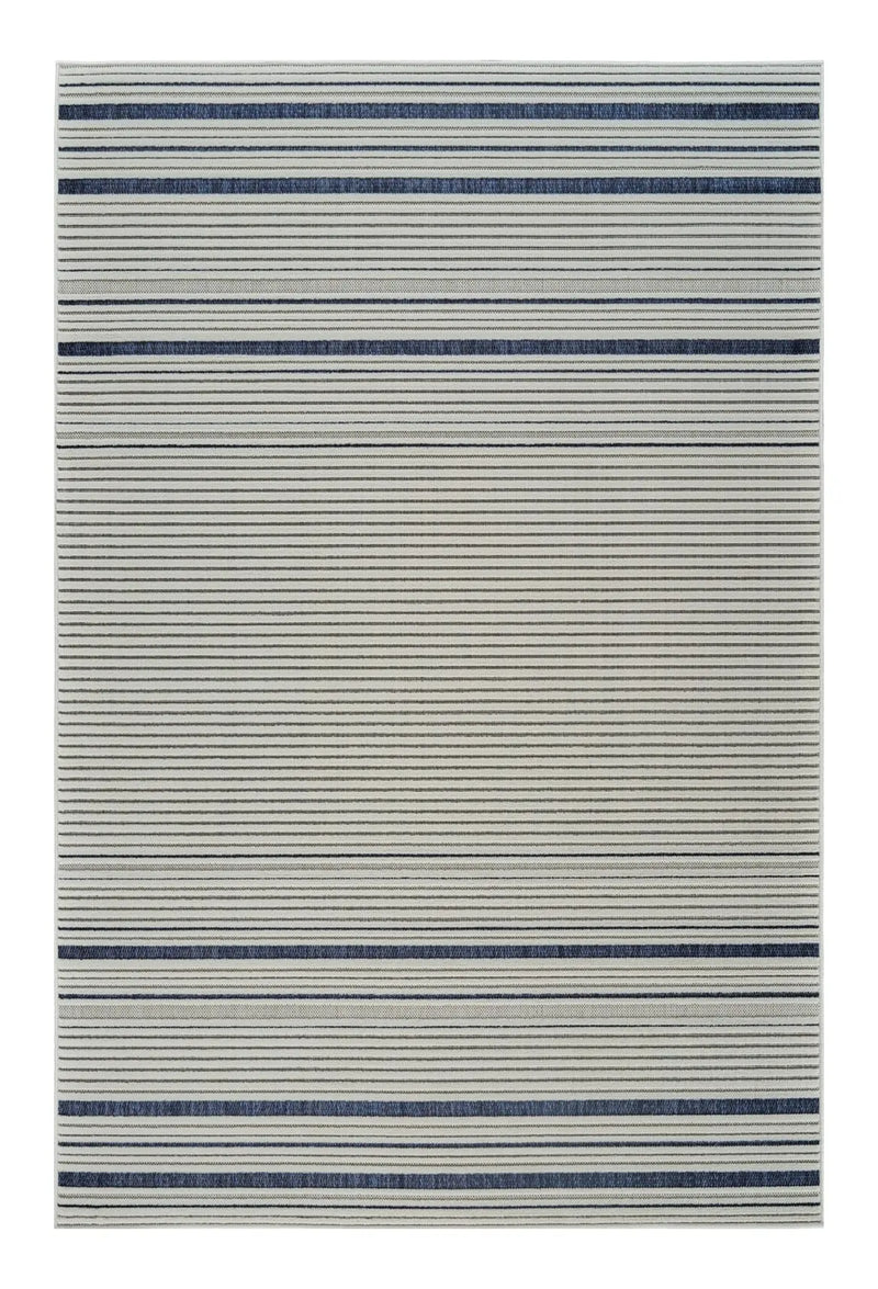 5' X 7' Blue and Cream Striped Distressed Indoor Outdoor Area Rug Homeroots Outdoor
