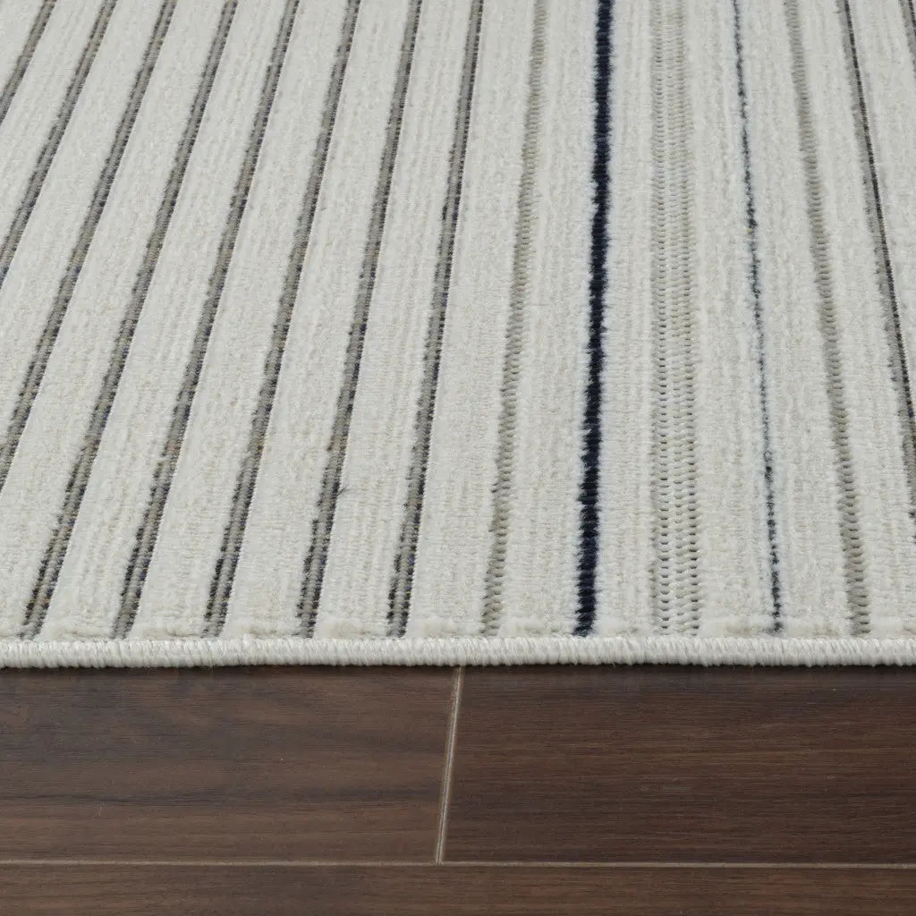 5' X 7' Blue and Cream Striped Distressed Indoor Outdoor Area Rug Homeroots Outdoor