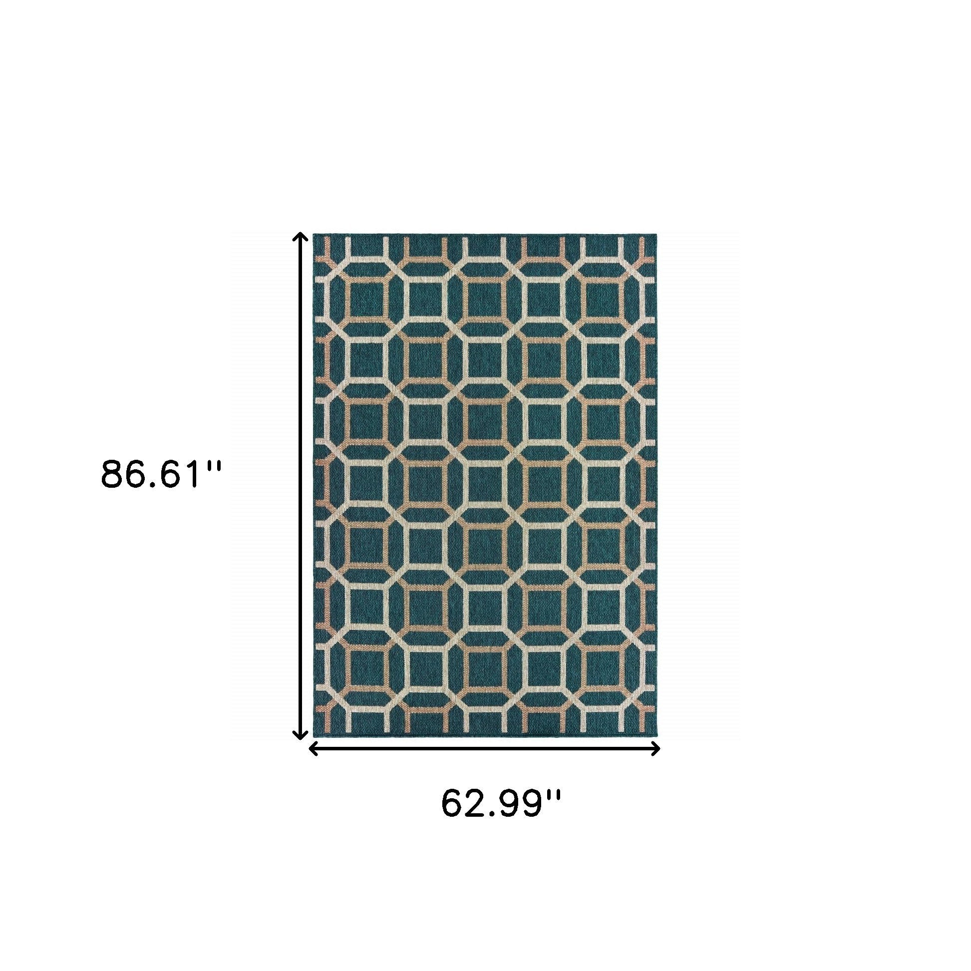 5' X 7' Blue and Gray Geometric Stain Resistant Indoor Outdoor Area Rug Homeroots Outdoor