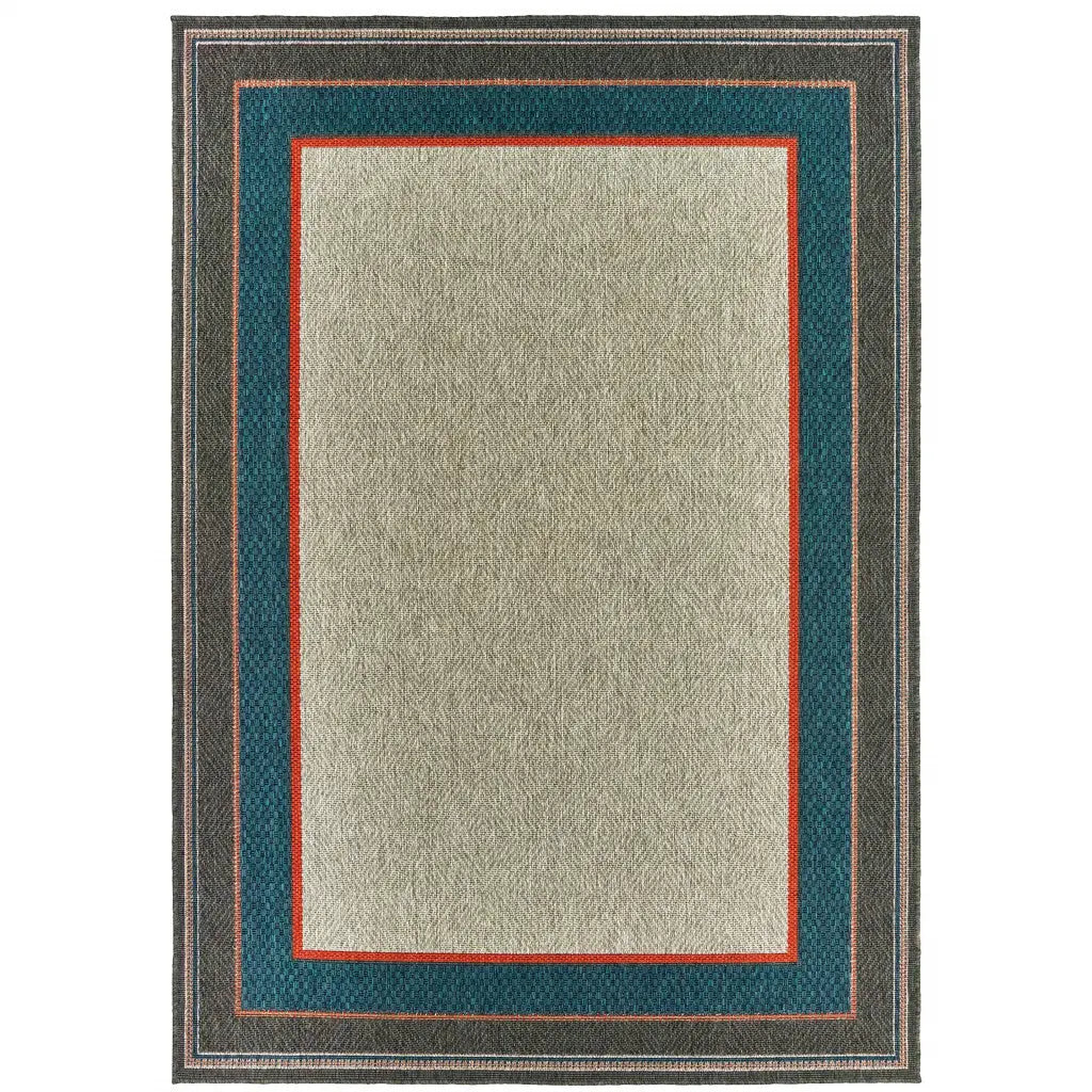 5' X 7' Blue and Gray Stain Resistant Indoor Outdoor Area Rug Homeroots Outdoor