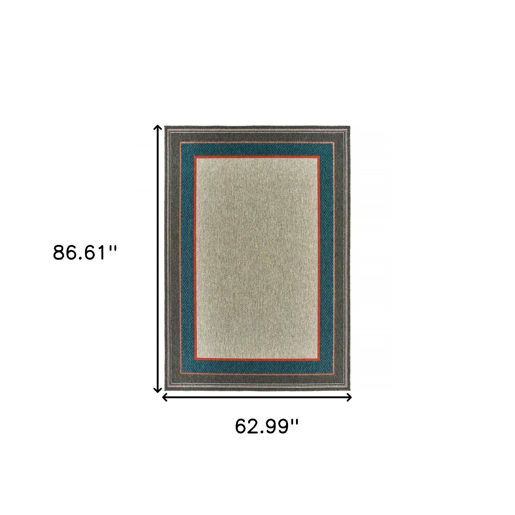 5' X 7' Blue and Gray Stain Resistant Indoor Outdoor Area Rug Homeroots Outdoor
