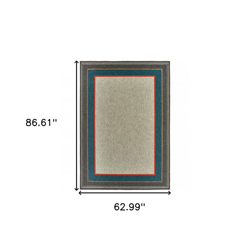5' X 7' Blue and Gray Stain Resistant Indoor Outdoor Area Rug Homeroots Outdoor