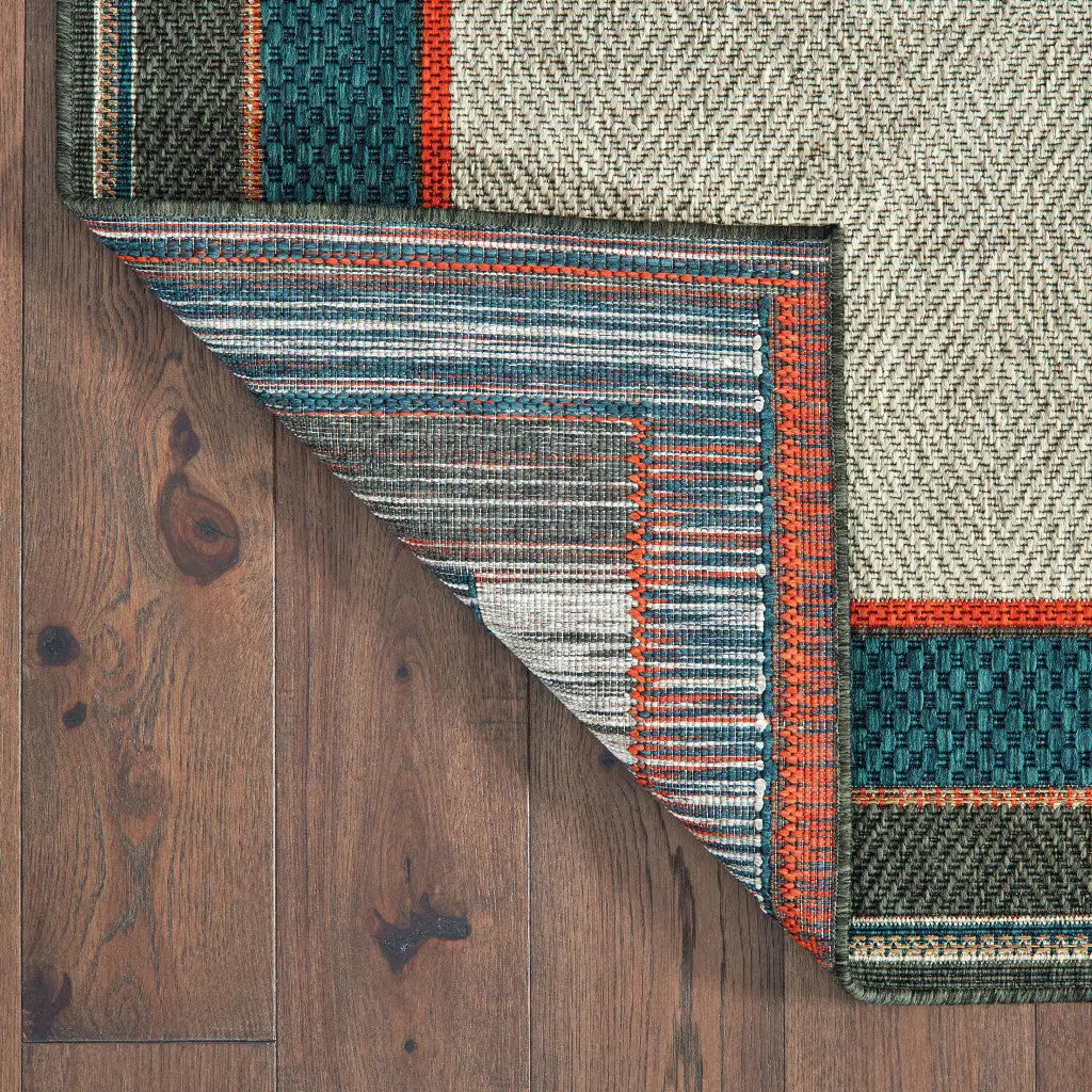 5' X 7' Blue and Gray Stain Resistant Indoor Outdoor Area Rug Homeroots Outdoor
