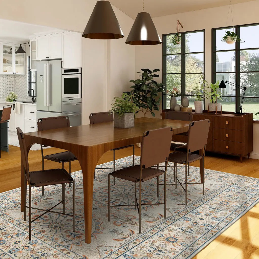 5' X 7' Blue and Orange Medallion Stain Resistant Indoor Outdoor Area Rug Homeroots Outdoor