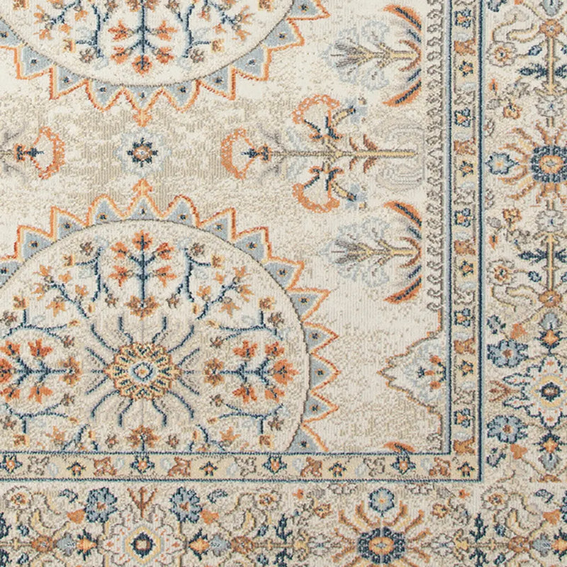 5' X 7' Blue and Orange Medallion Stain Resistant Indoor Outdoor Area Rug Homeroots Outdoor