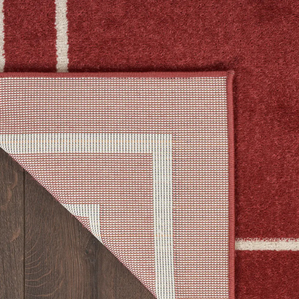 5' X 7' Brick Red And Ivory Indoor Outdoor Area Rug Homeroots Outdoor