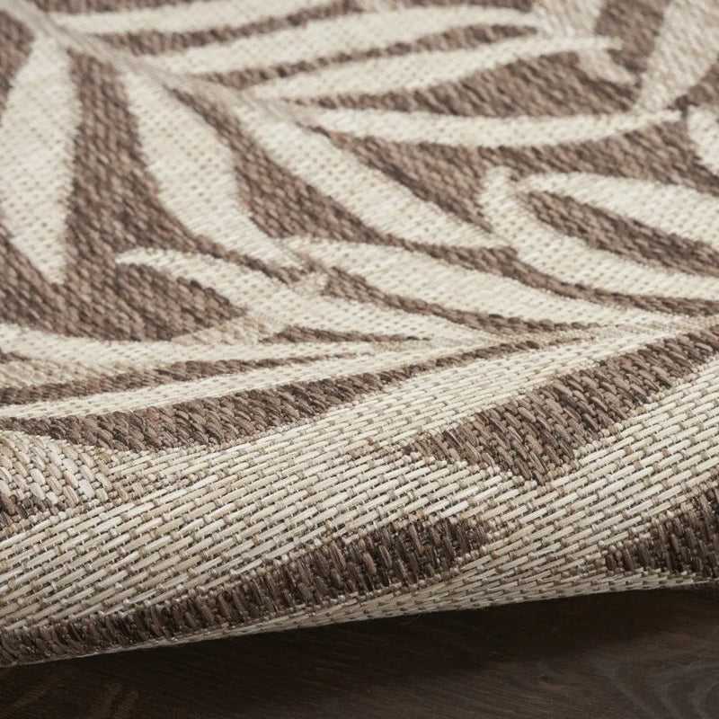 5' X 7' Brown And Ivory Palm Leaf Indoor Outdoor Area Rug Homeroots Outdoor