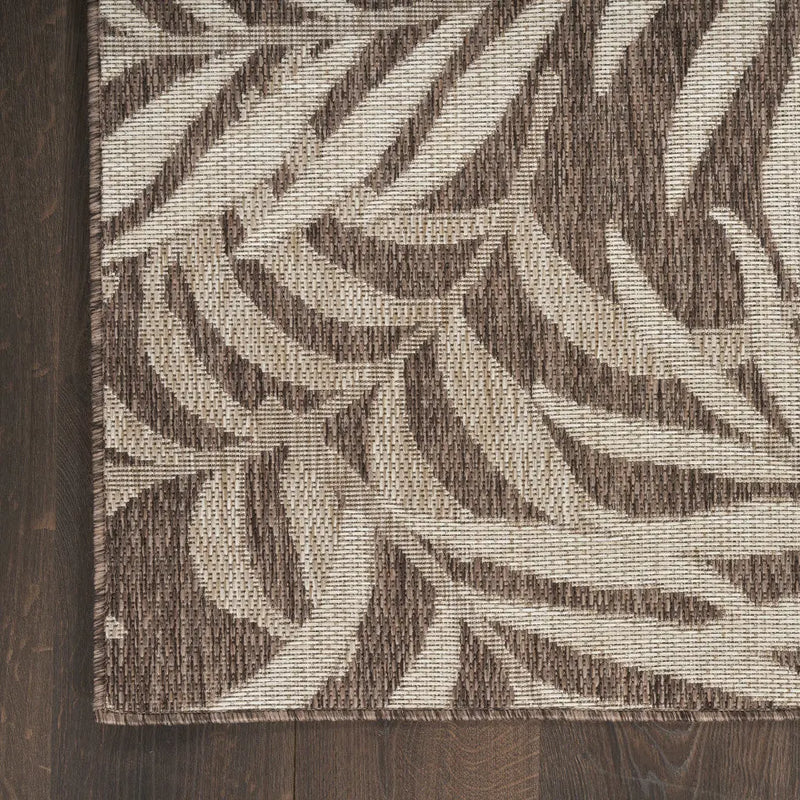 5' X 7' Brown And Ivory Palm Leaf Indoor Outdoor Area Rug Homeroots Outdoor