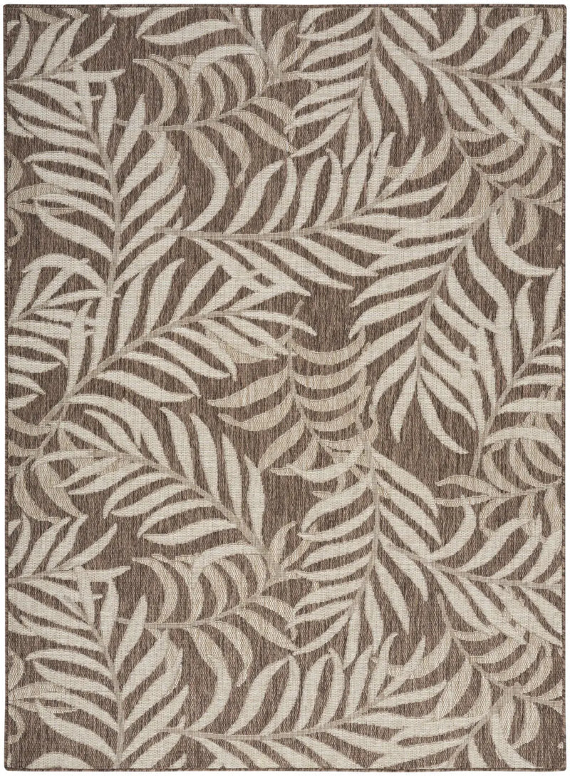 5' X 7' Brown And Ivory Palm Leaf Indoor Outdoor Area Rug Homeroots Outdoor