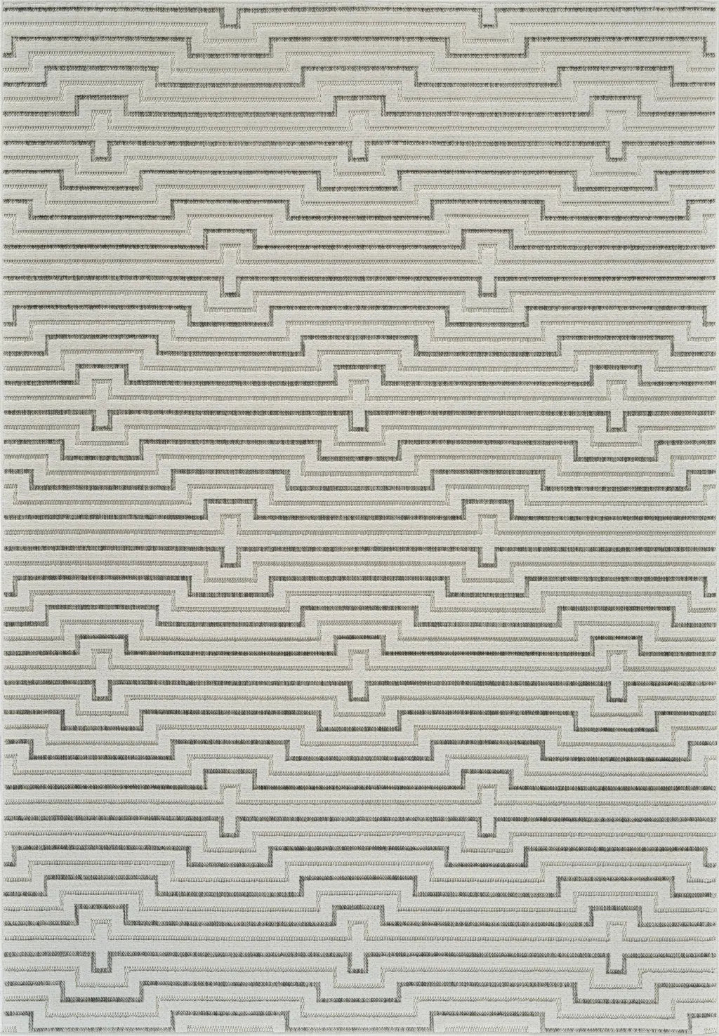 5' X 7' Cream and Beige Geometric Distressed Indoor Outdoor Area Rug Homeroots Outdoor