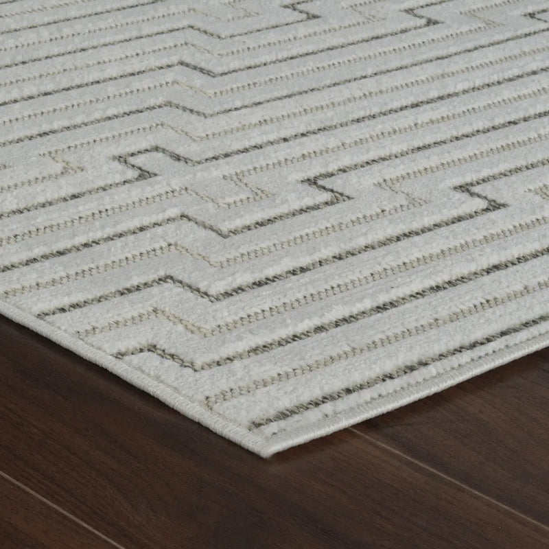 5' X 7' Cream and Beige Geometric Distressed Indoor Outdoor Area Rug Homeroots Outdoor