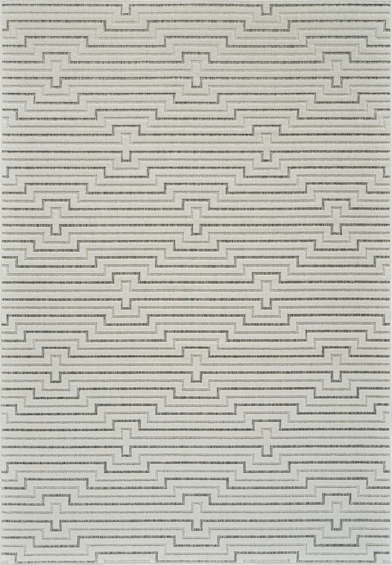 5' X 7' Cream and Beige Geometric Distressed Indoor Outdoor Area Rug Homeroots Outdoor